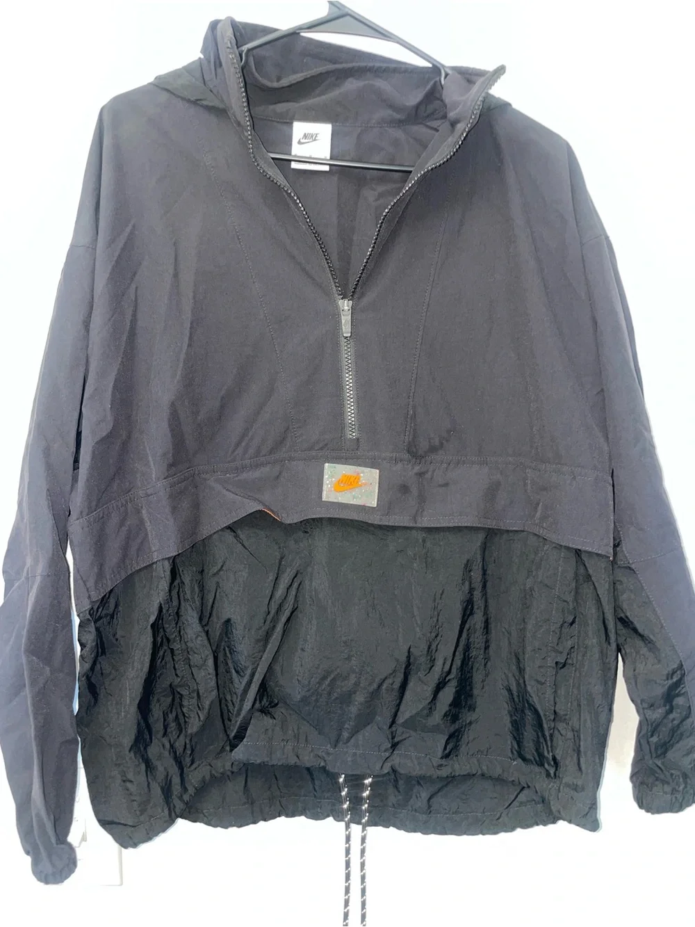 Nike Sportswear Black Half Zip Hooded Windbreaker Jacket Women’s Medium